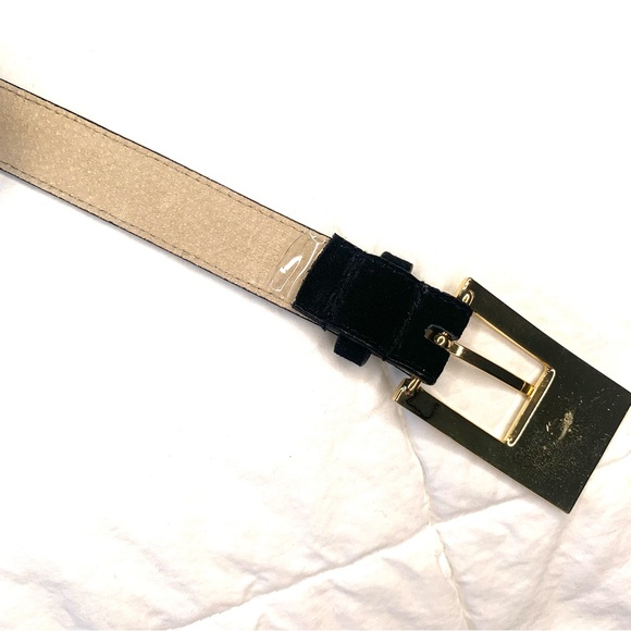 AK Anne Klein suede Leather black belt with gold colour buckle XL - Picture 8 of 9